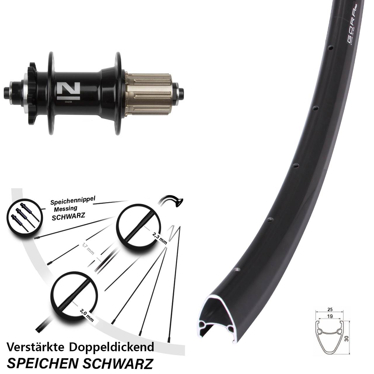 28 Zoll Gora Plus Novatec D042 6-Loch Hinterrad für Schnellspanner 8-11 fach HG