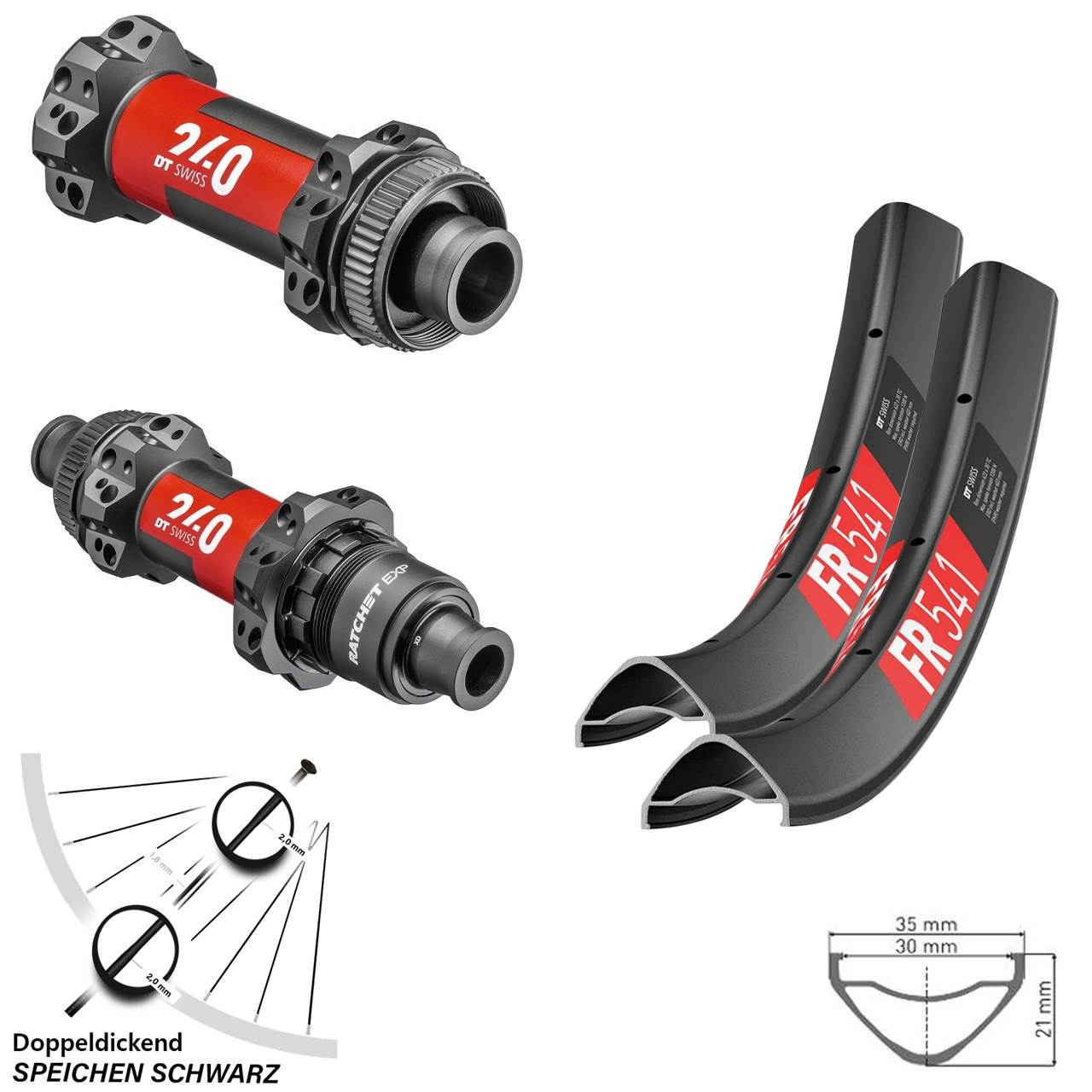 DT Swiss Laufradsatz FR 541 240 EXP Centerlock Steckachse Straightpull Sram XD 27,5 Zoll