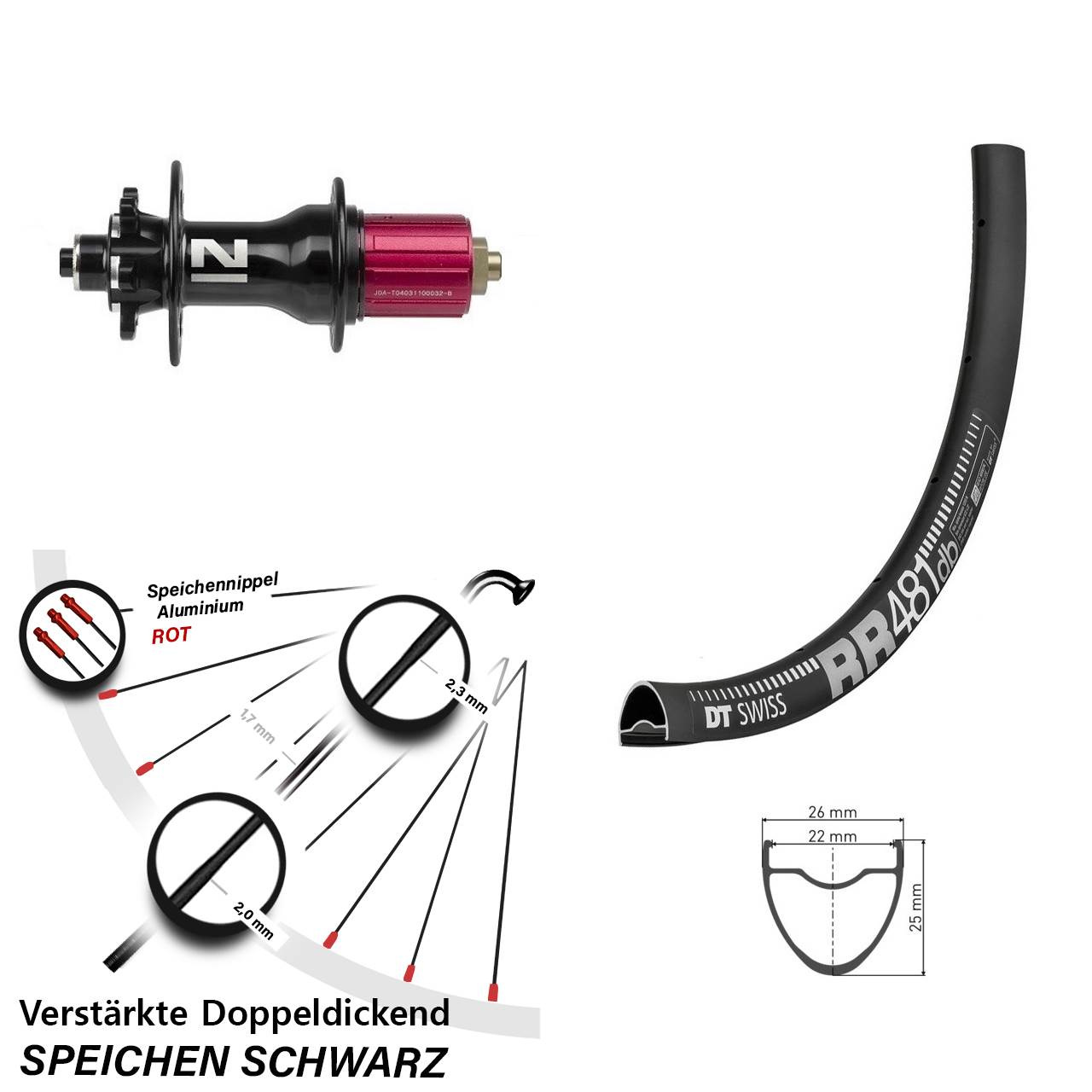 Disc Laufrad 28 Zoll DT Swiss RR481 Novatec Superlight 8-12 fach QR