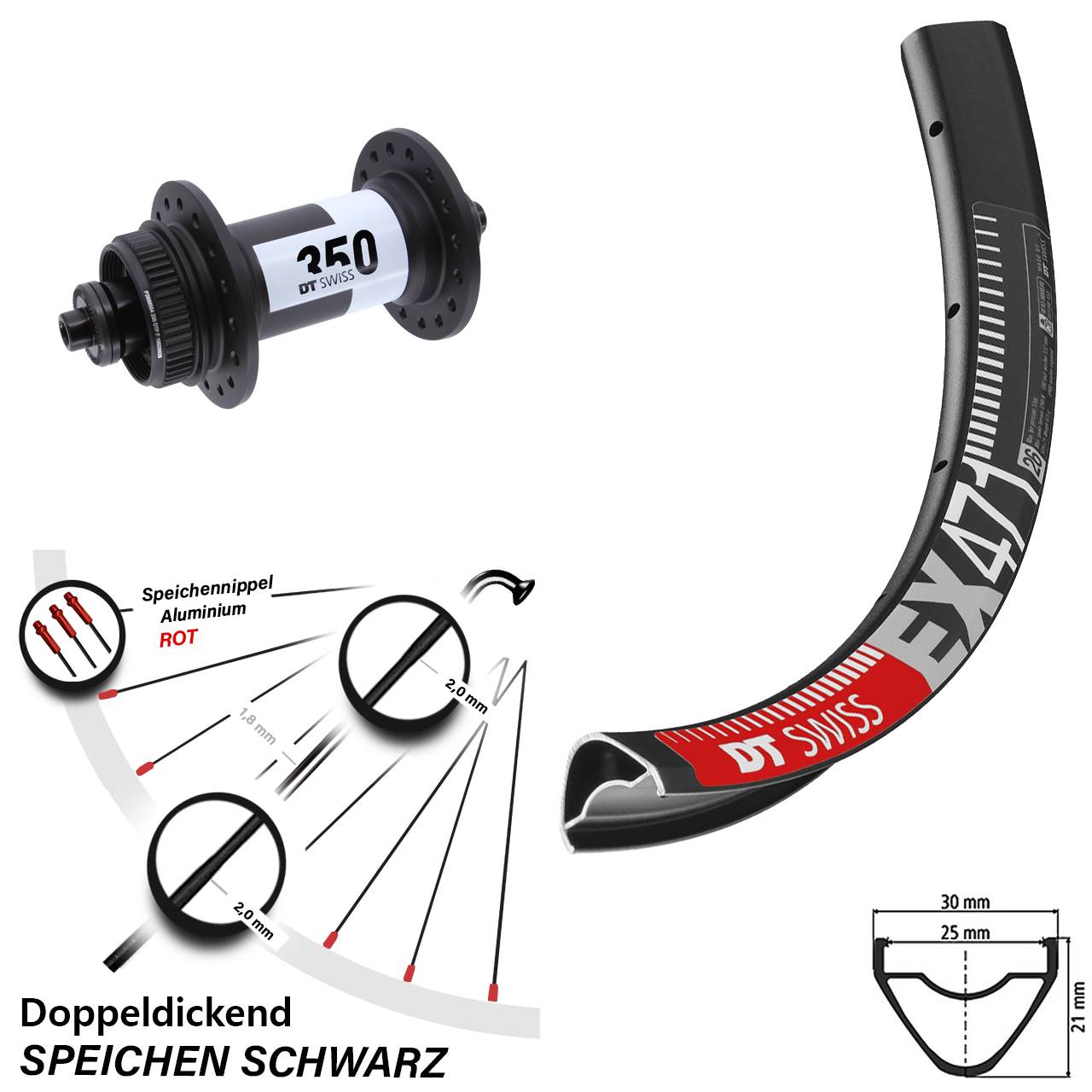 Disc Vorderrad für Schnellspanner 29 Zoll DT Swiss EX 471-350