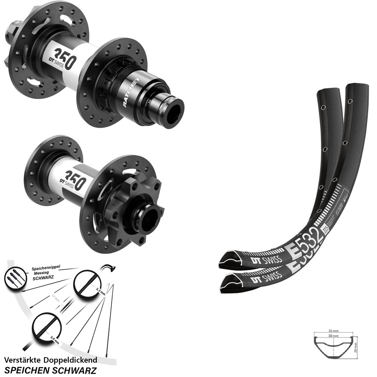 Disc Laufrad-Satz 29 Zoll DT Swiss E532-350 XD 15x110 12x148 Boost