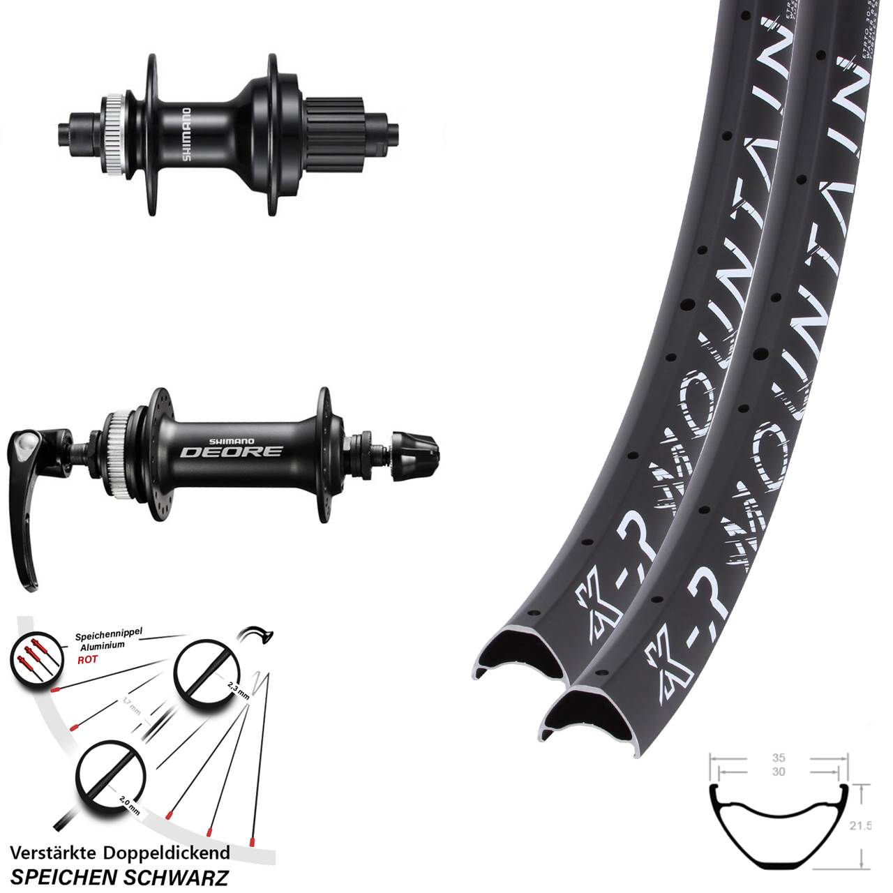 KX-R Mountain Shimano MT500 Deore 27,5 Zoll Disc Laufradsatz QR Micro Spline