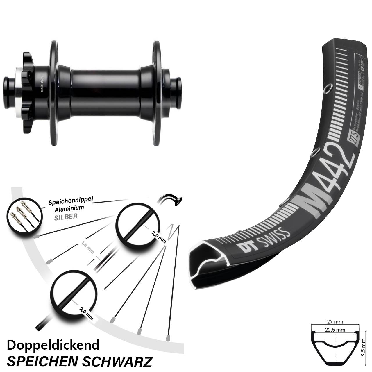 29 Zoll DT Swiss M 442 Novatec D341 Boost Vorderrad 6-Loch 15x110