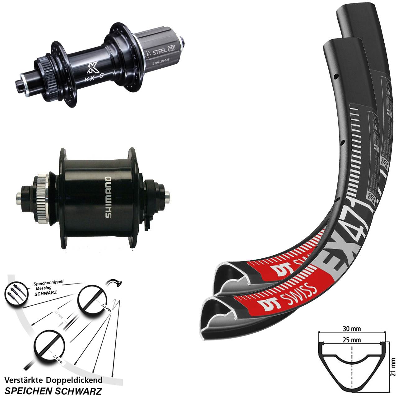 DT Swiss EX 471 KX-GS Shimano DH-UR700 27,5 Zoll Laufradsatz QR 8-12 fach
