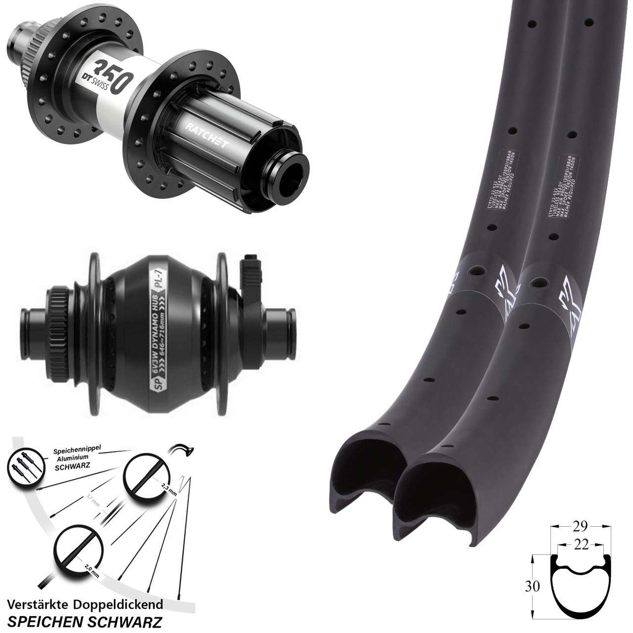 KX-RC Carbon DT Swiss 350 Shutter PL-7 29 Zoll Disc Laufrad-Satz 12x100/142 11-12 fach