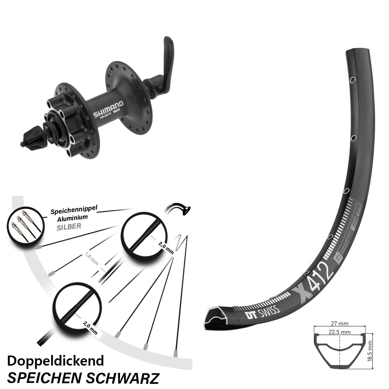 DT Swiss X412 Shimano Alivio 29 Zoll Disc Laufrad QR