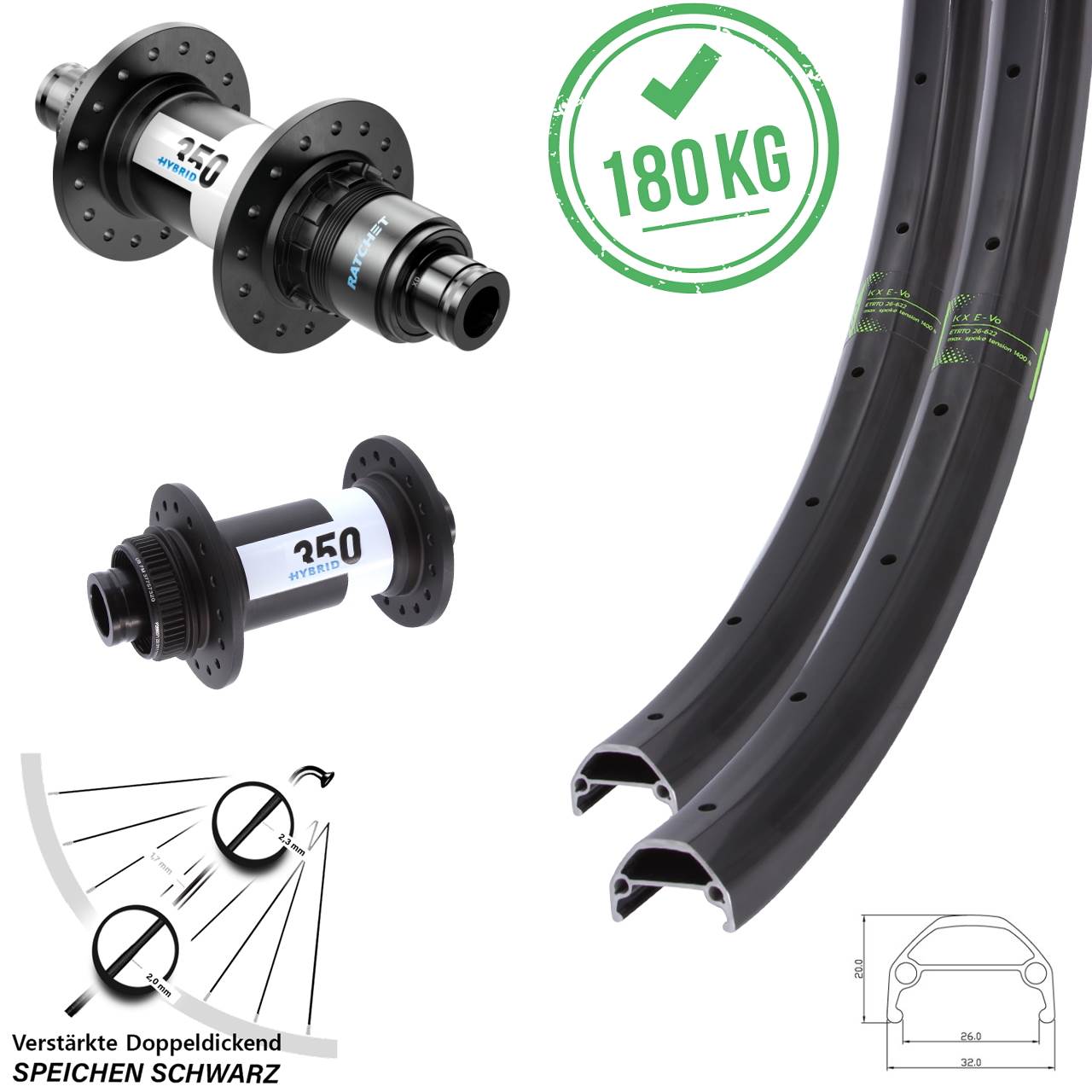 650B KX Evo DT Swiss 350 Hybrid Disc Laufradsatz 15x110 12x148 XD