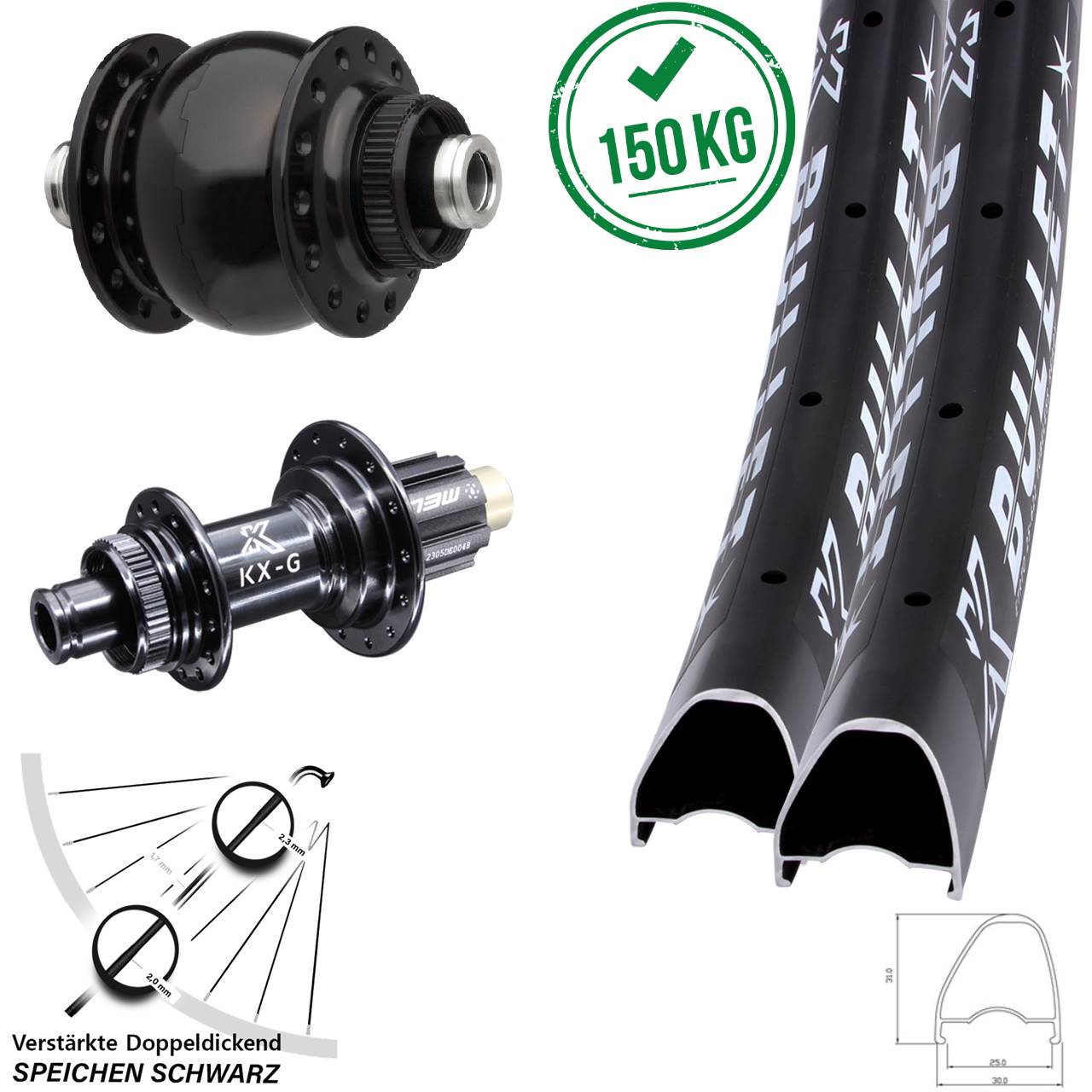 29 Zoll KX-G Bullet OS SON delux Disc Laufrad-Satz 12x100/142 Campa N3W
