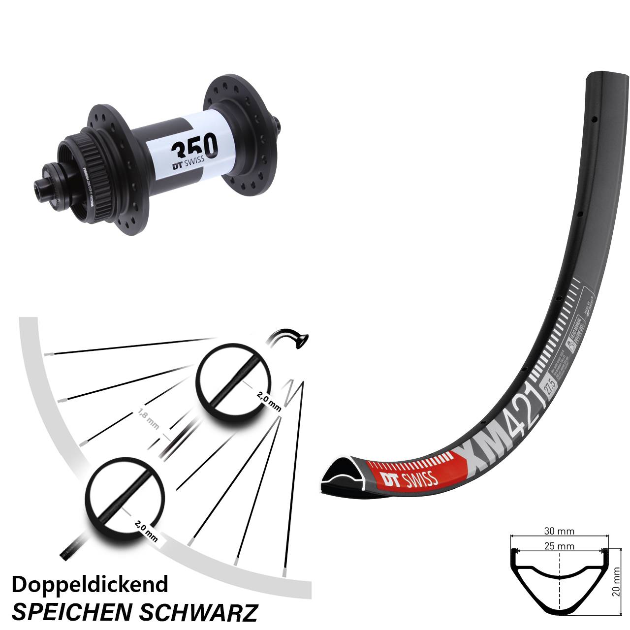 DT Swiss XM421-350 29 Zoll Vorderrad QR