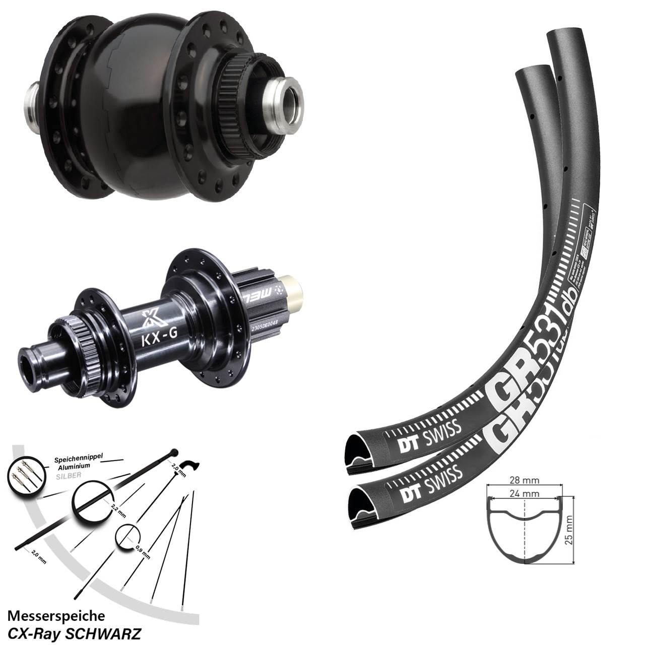Disc Laufradsatz 12x100/142 28-29 Zoll DT Swiss GR531 KX-G SON 28 Campa N3W CX-Ray