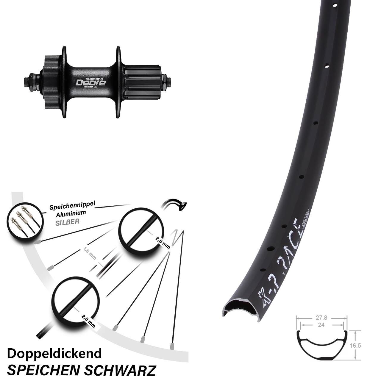 6-Loch Hinterrad QR 28-29 Zoll KX-R Race Shimano Deore 8-11 fach HG