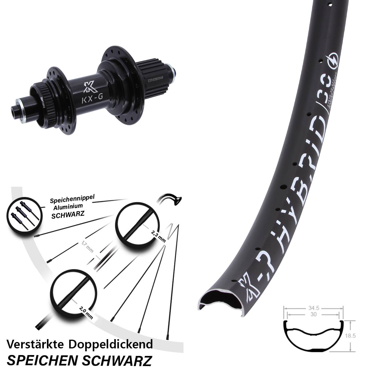 29 Zoll KX-GSR Hybrid 30 Heavy Duty Disc Laufrad für Schnellspanner Micro Spline