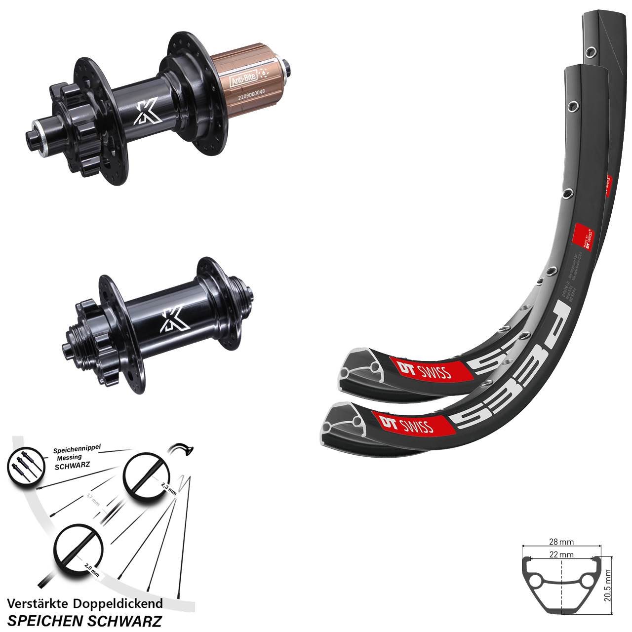 DT Swiss 533 D KX-M 29 Zoll Disc Laufradsatz für Schnellspanner 8-12 fach HG