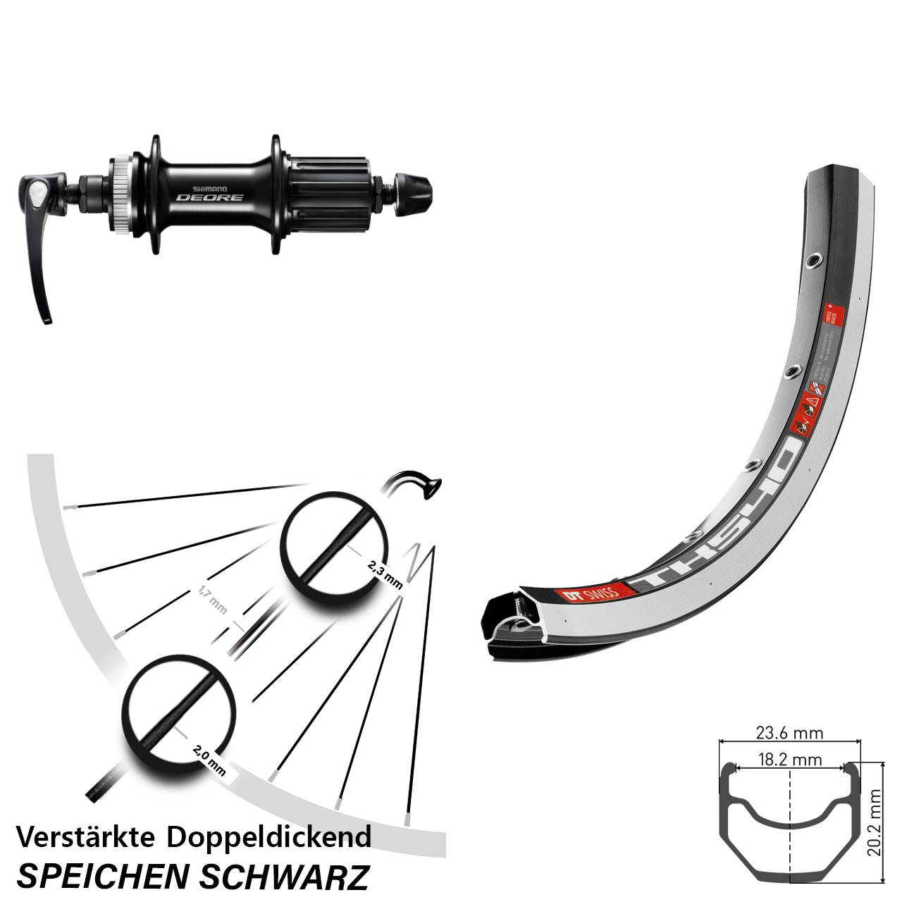 Hinterrad für Schnellspanner 28 Zoll DT Swiss TK540 Deore FH-M6000 8-11 fach HG