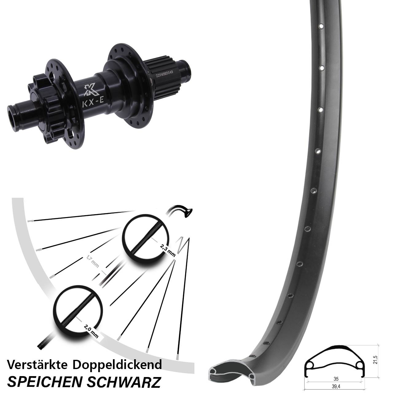 Disc Hinterrad 27,5 Zoll Ambrosio E35 KX-E Shimano Micro Spline 12x142