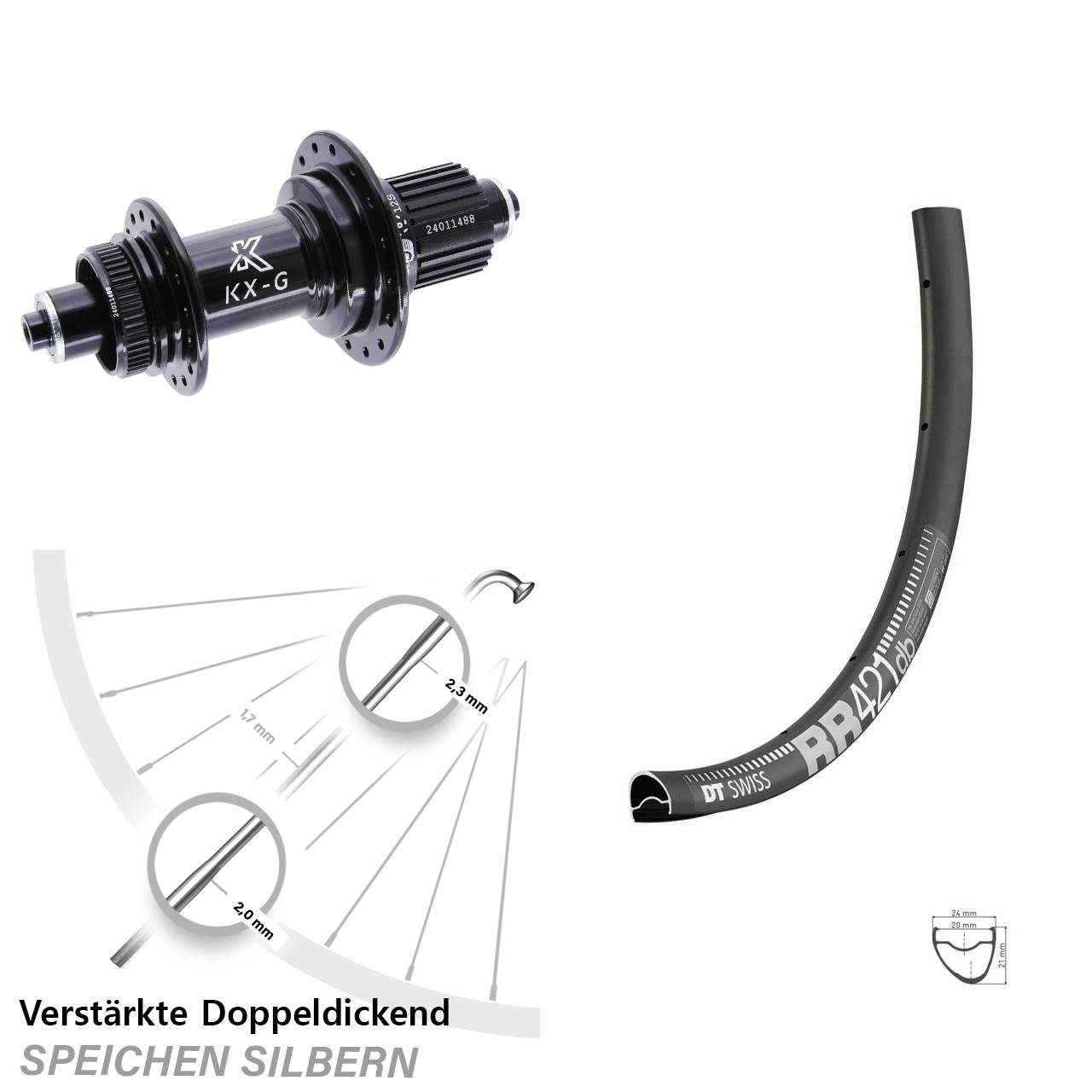 DT Swiss RR421 KX-G 28 Zoll Hinterrad Centerlock für Schnellspanner Shimano Micro Spline
