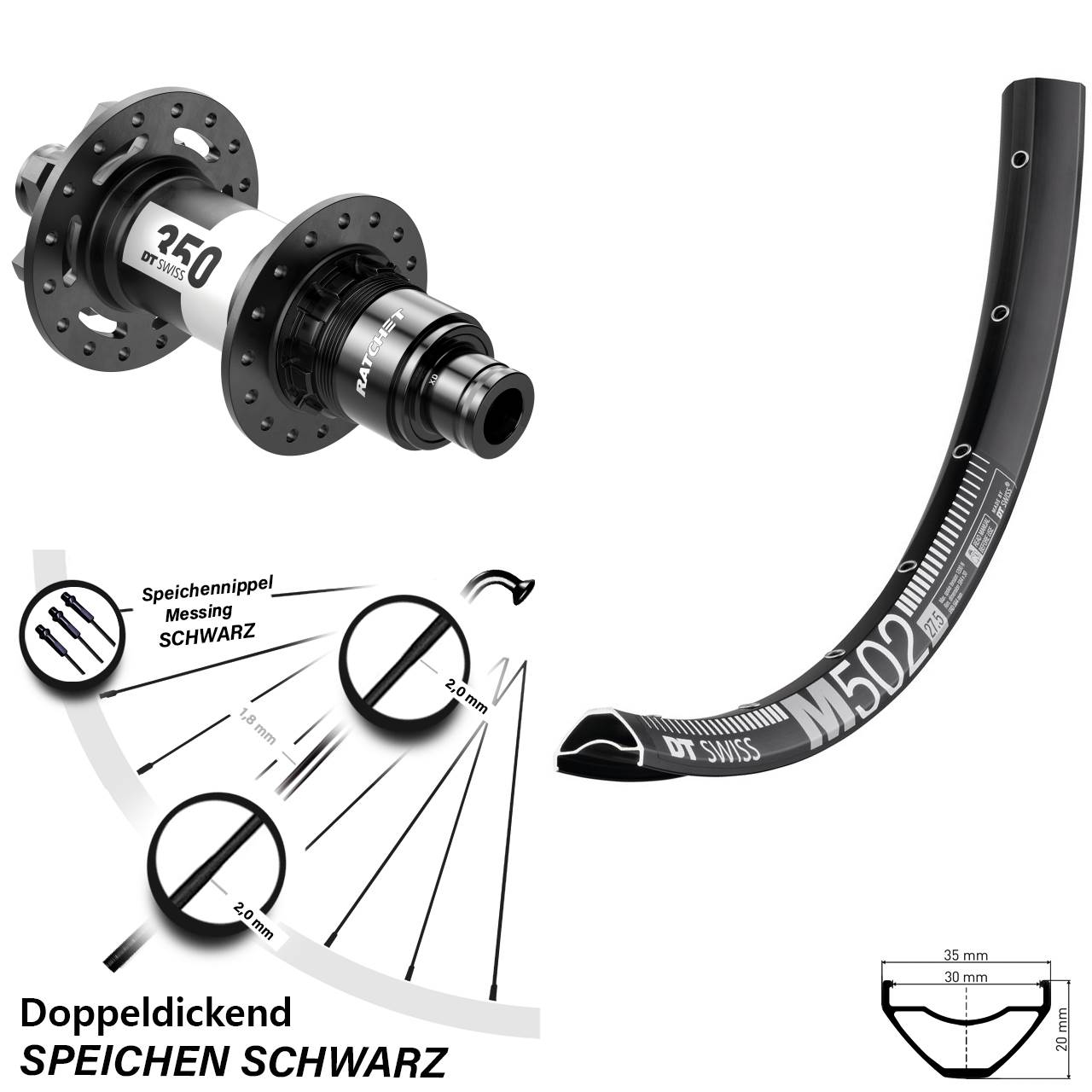 29 Zoll Hinterrad DT Swiss 350 Sram XD M 502