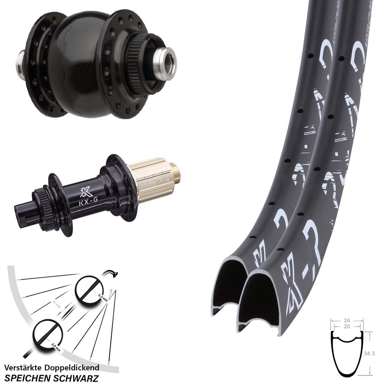Laufradsatz Centerlock 28-29 Zoll KX-G-R Road SON delux 8-12 fach 12x100/142