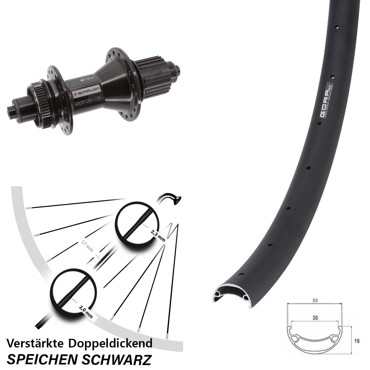 Centerlock Hinterrad für Schnellspanner 27,5 Zoll Gora 30 DT Swiss 370 Hybrid Micro Spline