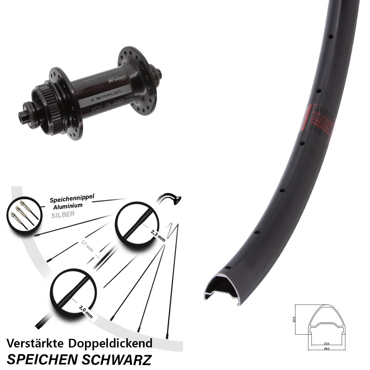 KX Clue DT Swiss 370 26 Zoll Vorderrad Centerlock für Schnellspanner