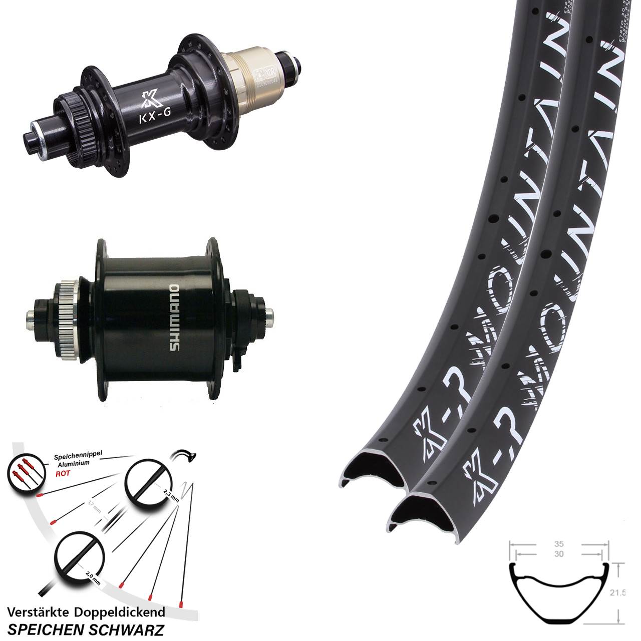 Laufradsatz Centerlock 27,5/29 Zoll KX-GR Mountain Shimano DH-UR700 SRAM XDR QR