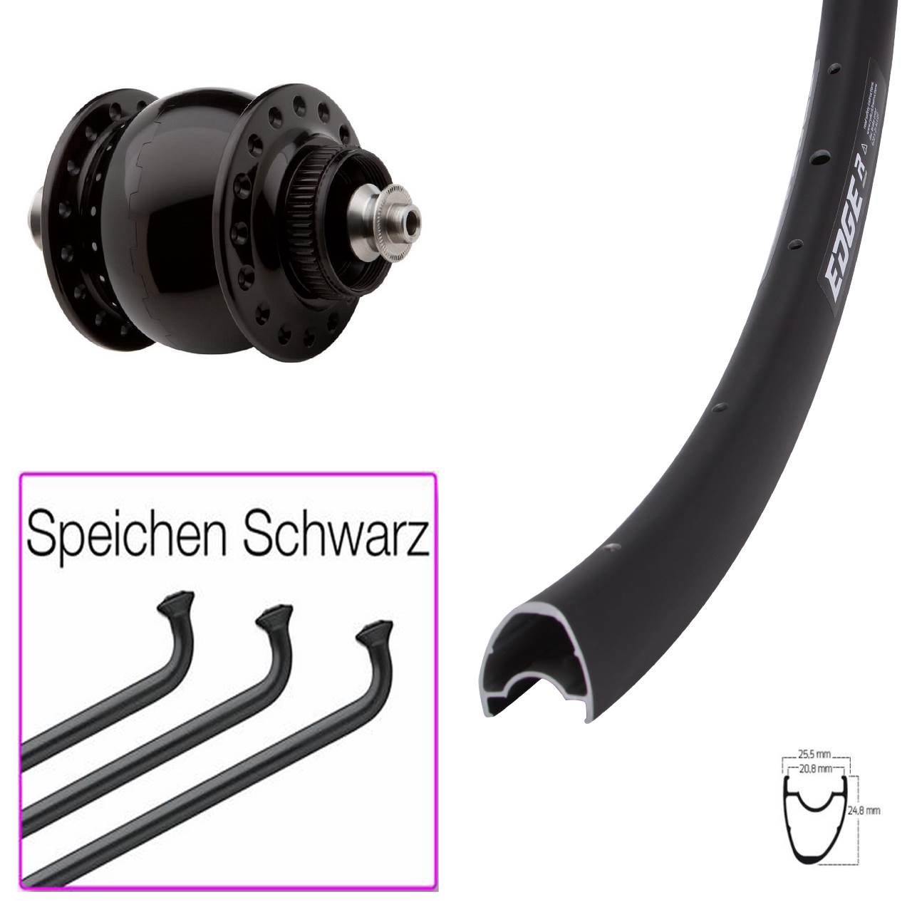 Disc Nabendynamo-Laufrad Ryde Edge R25 OS SON 28 Zoll für Schnellspanner