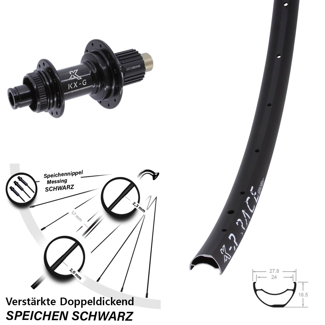 Hinterrad Centerlock 12x142 KX-R Race MTB Steckachse Micro Spline