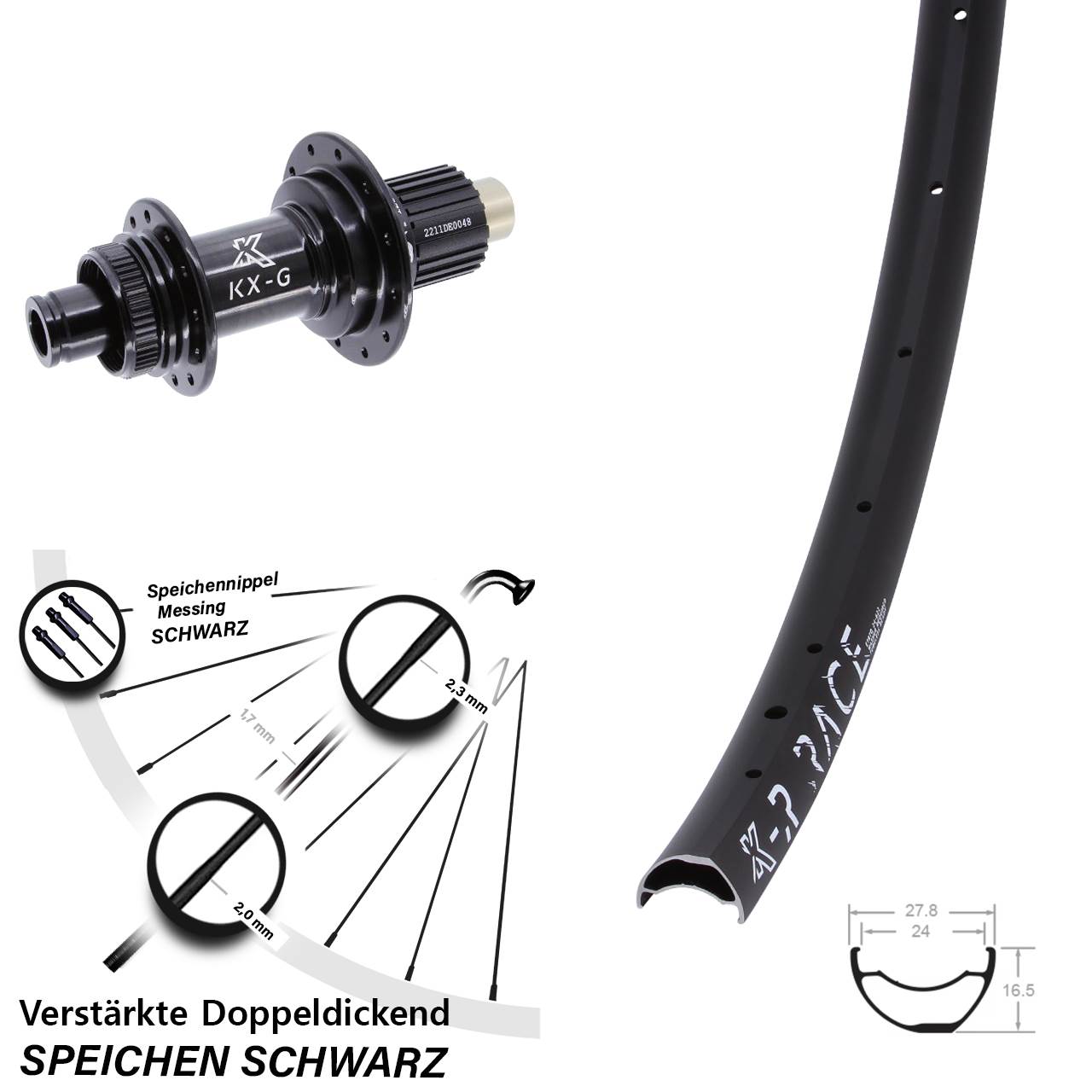 Hinterrad Centerlock 12x142 KX-R Race MTB Steckachse Micro Spline