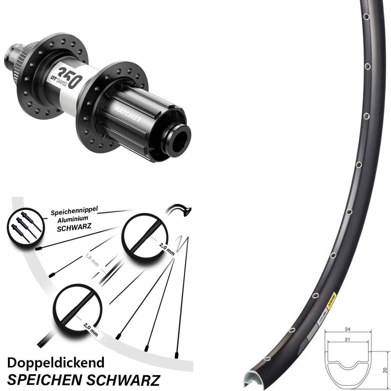 Mavic XC 621 DT Swiss 350 28-29 Zoll Centerlock Hinterrad 12x142 11-12 fach
