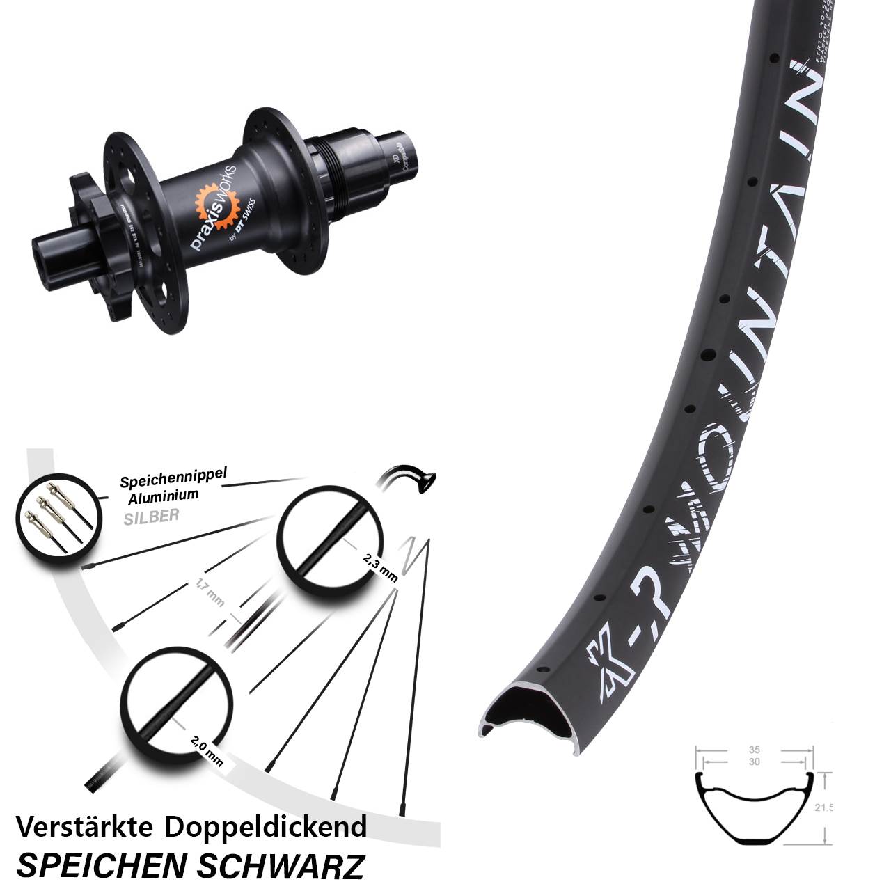 6-Loch Hinterrad 29 Zoll KX-R Mountain DT Swiss 350 SL XD 12x142