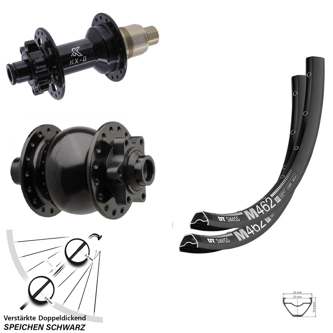 6-Loch Laufradsatz 15x110 12x148 29 Zoll DT Swiss M 462 KX-B SON 28 SRAM XD