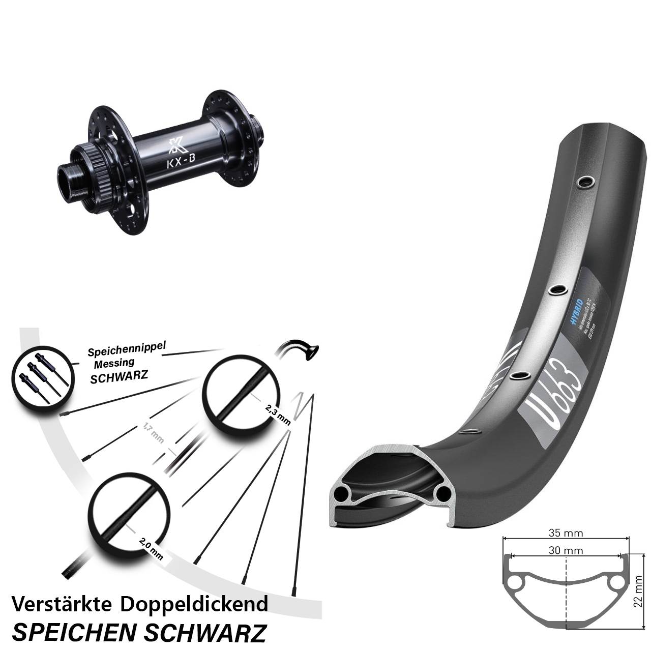 Centerlock Vorderrad 26 Zoll DT Swiss U 663 KX-B 15x110 Boost