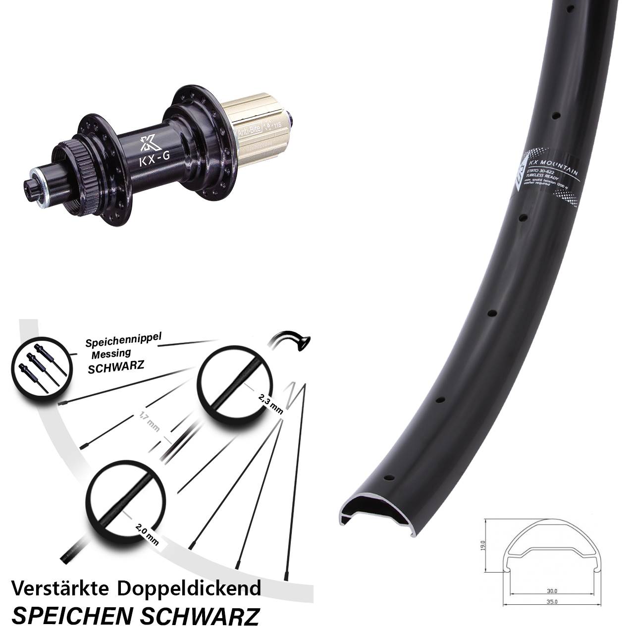 Centerlock Hinterrad für Schnellspanner 29 Zoll KX-G Mountain 8-12 fach