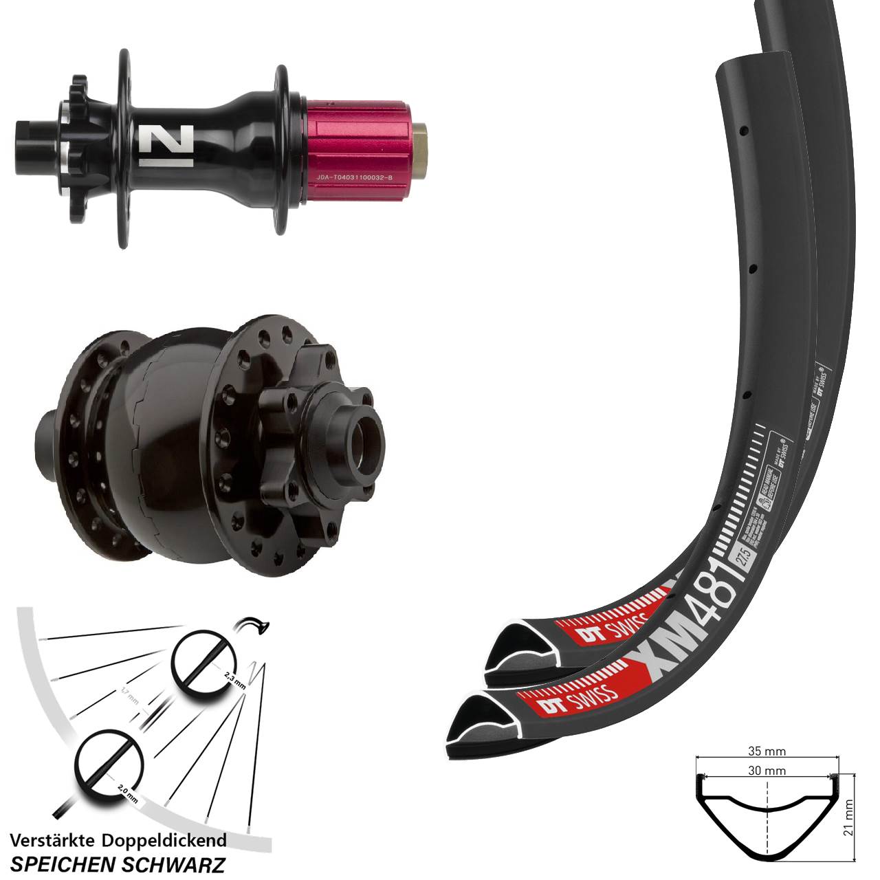 Laufradsatz 6-Loch 15x100 12x142 27,5 Zoll DT Swiss XM481 Novatec D792 SON 28 8-12 fach HG