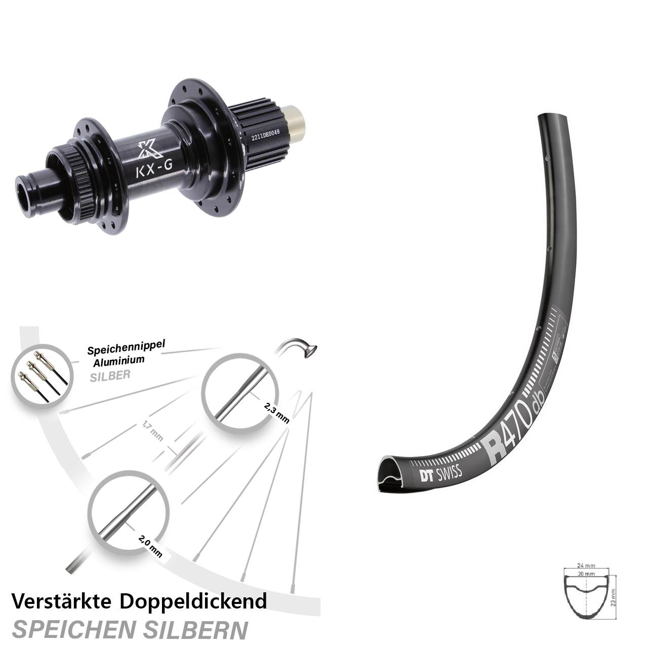 Centerlock Hinterrad 28 Zoll DT Swiss R 470 KX-G Micro Spline 12x142