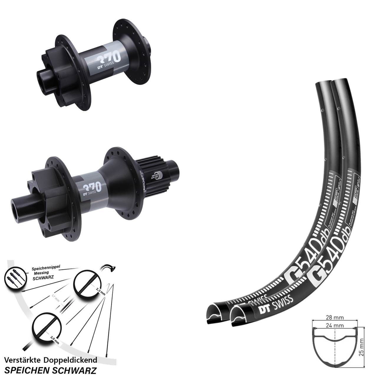 Disc Laufrad-Satz 27,5 Zoll DT Swiss G540-370 Shimano Micro Spline 12x100/142
