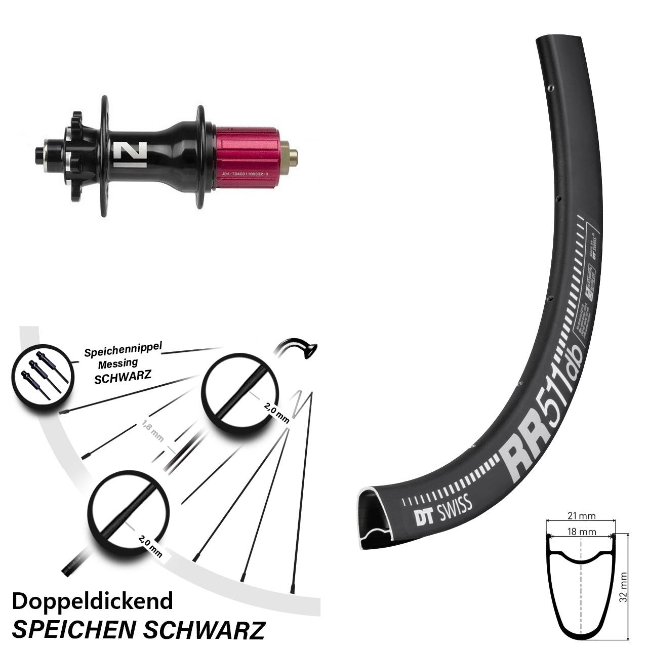 Hinterrad 6-Loch 28 Zoll DT Swiss RR 511 Novatec D792 8-12 fach QR