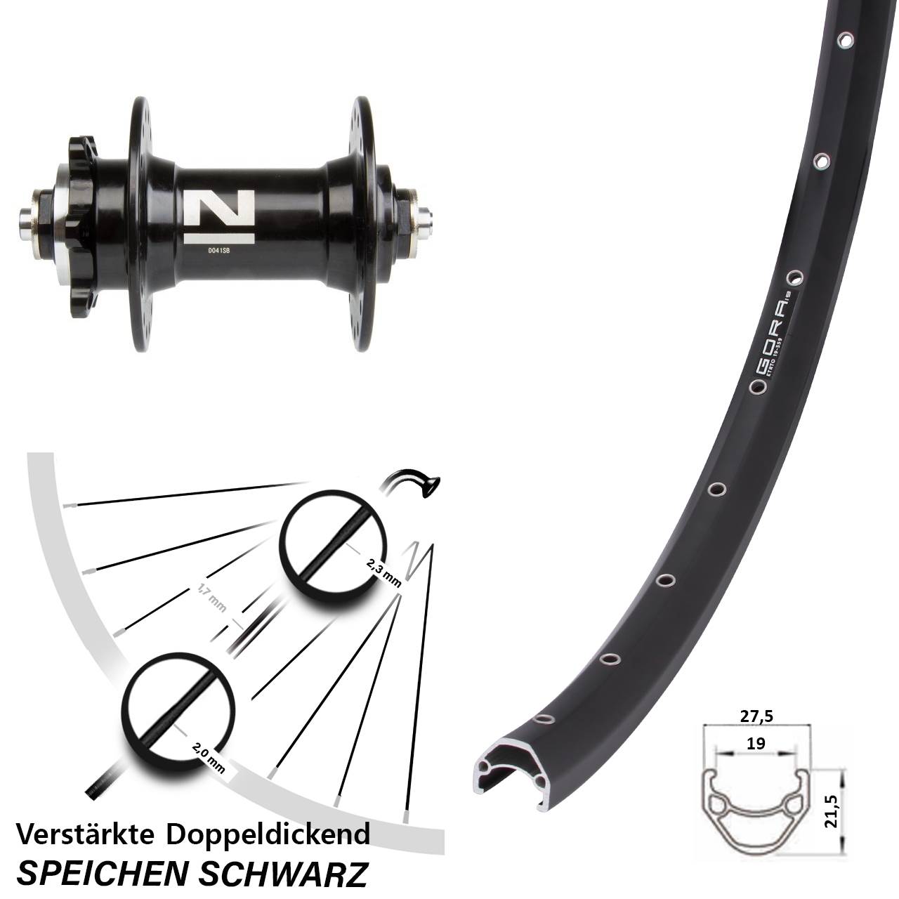 Disc Vorderrad 28-29 Zoll Gora 19 Novatec D041 für Schnellspanner