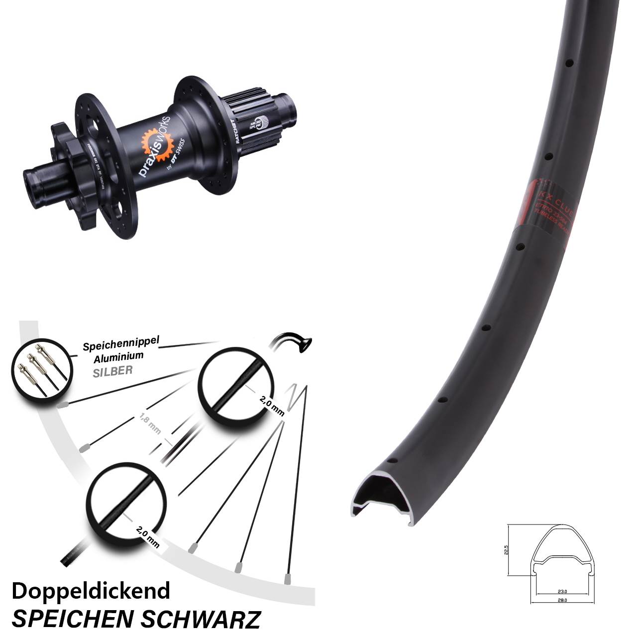 Disc Laufrad 28-29 Zoll KX Clue DT Swiss 350 Shimano Micro Spline 12x142