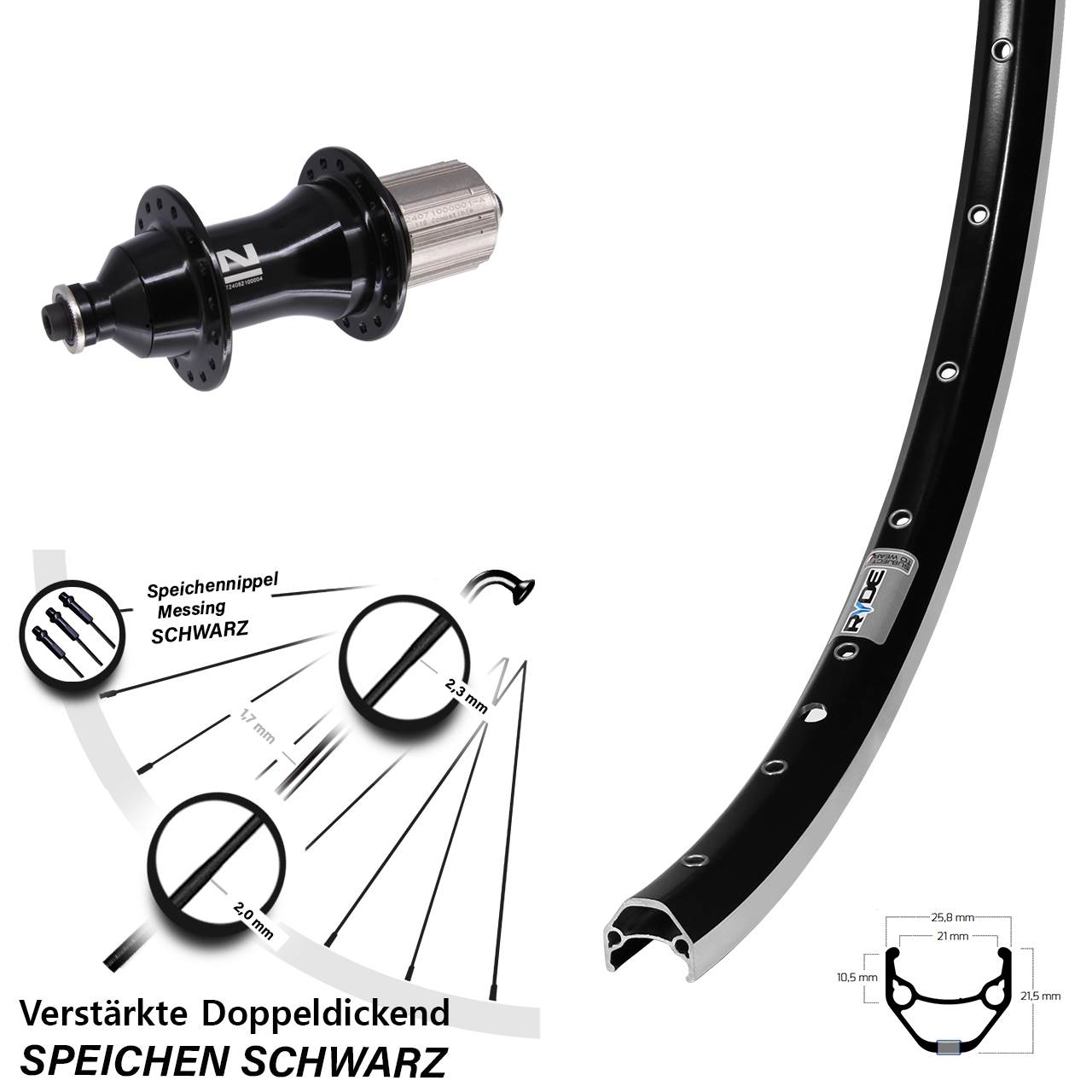 Ryde ZAC 421 Novatec F162 Strong 28 Zoll Hinterrad QR 8-12 fach
