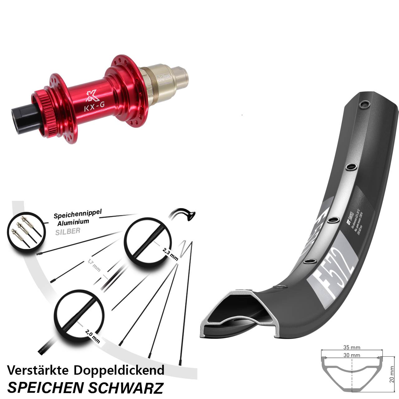 Disc Laufrad 27,5 Zoll DT Swiss F 572 KX-G rot XDR 12x142