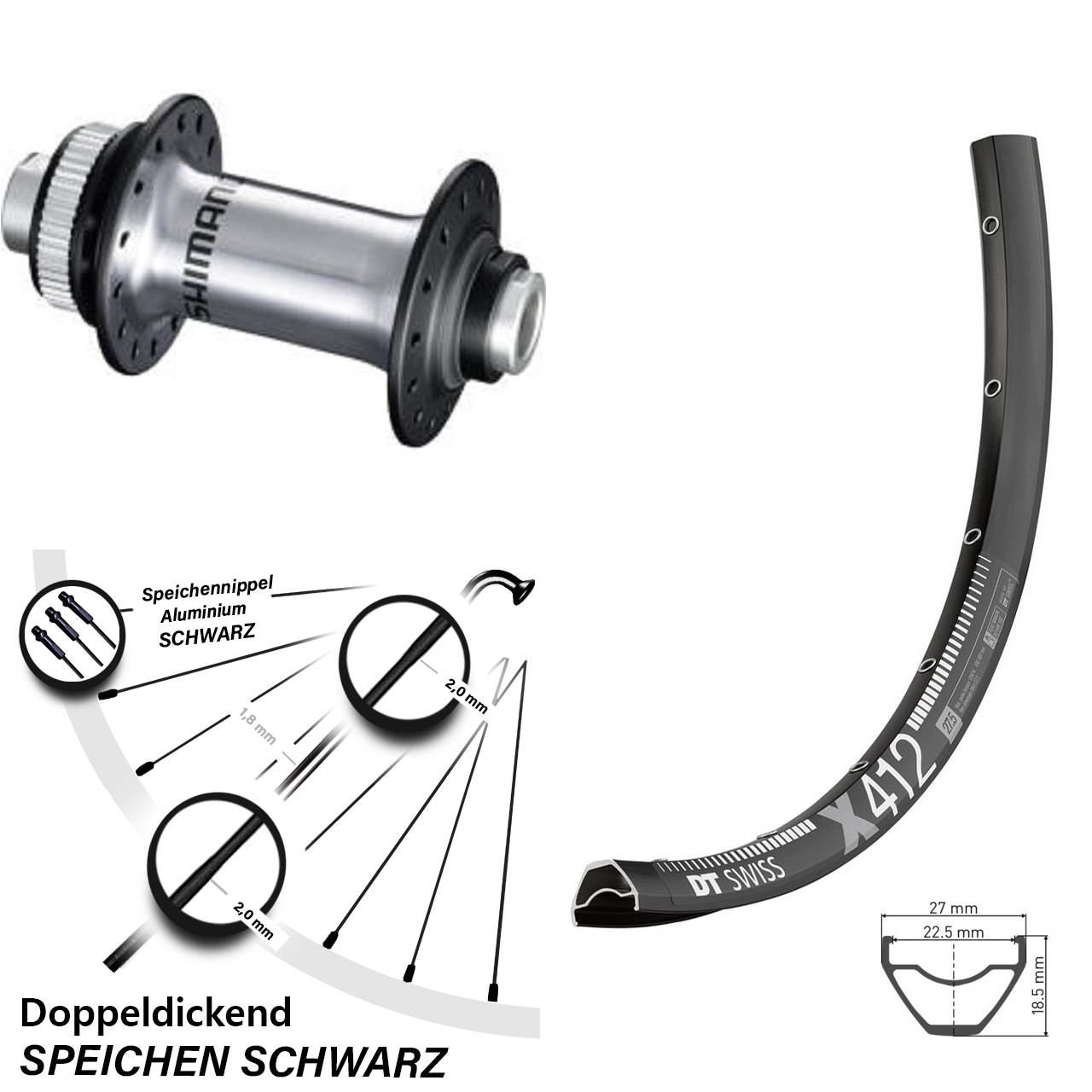 Disc Vorderrad 12x100 28-29 Zoll DT Swiss X 412 Shimano HB-RS770