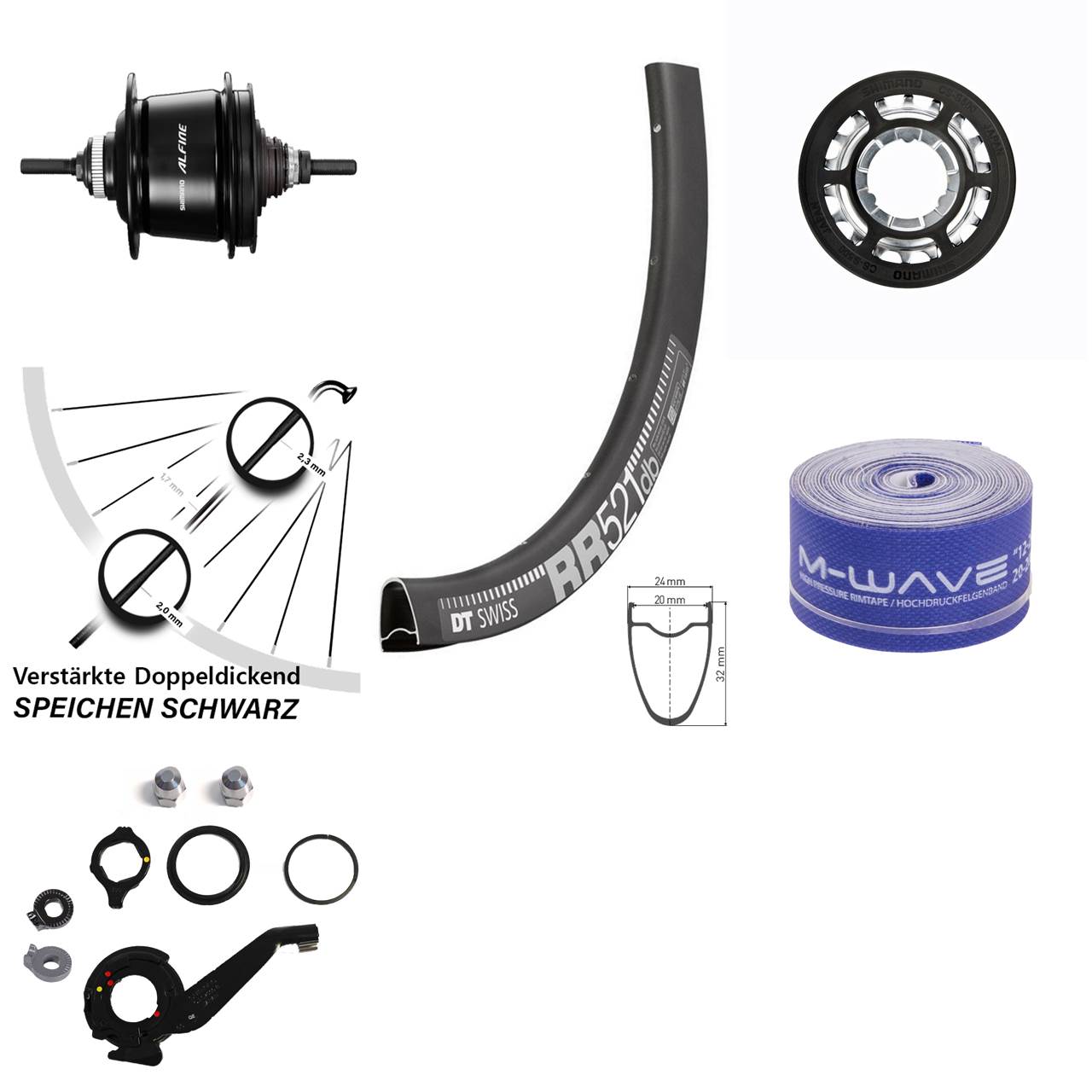 28 Zoll DT Swiss RR521 Shimano 8 Gang Alfine Hinterrad