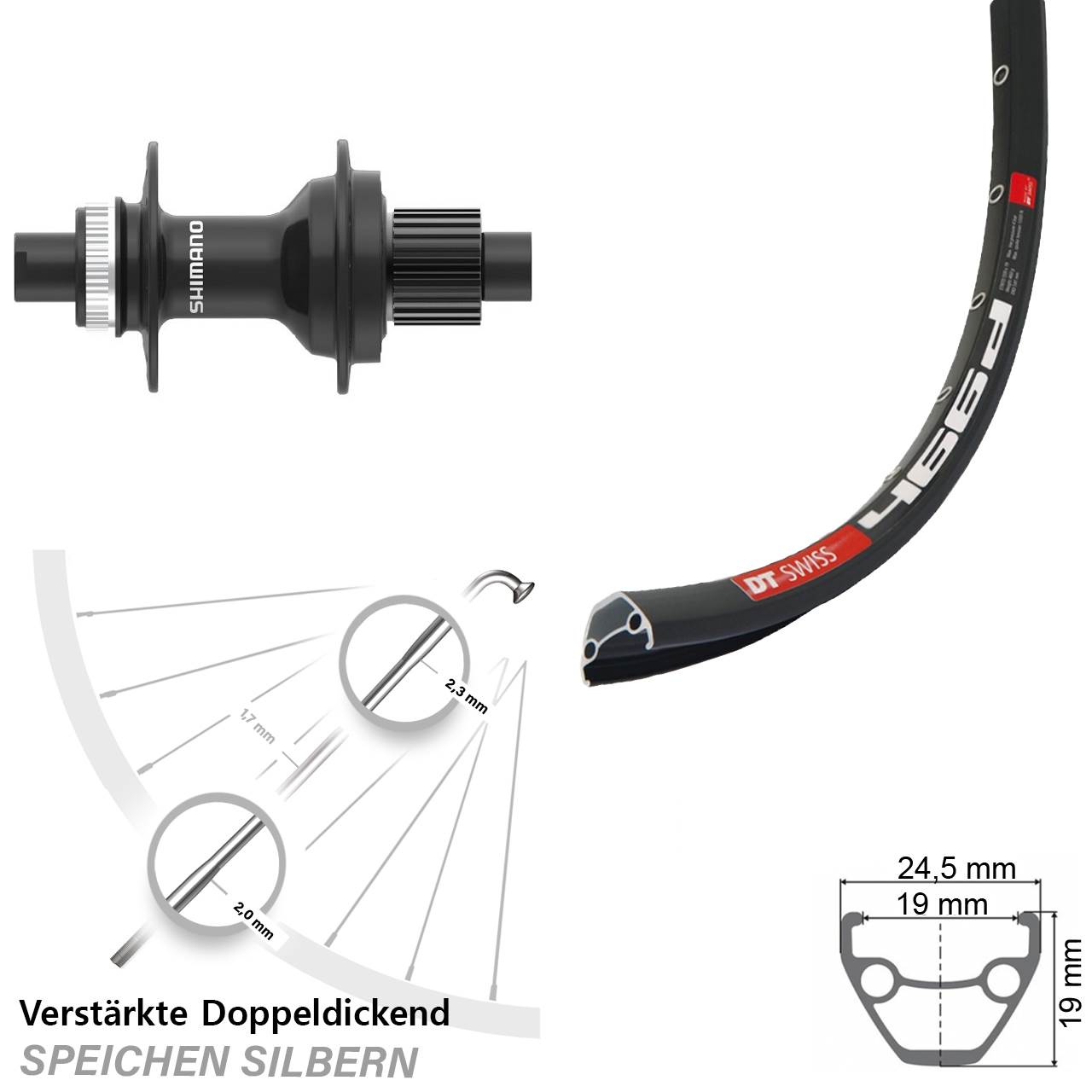 28 Zoll DT Swiss 466 FH-MT410 Hinterrad Centerlock 12x142 Micro Spline