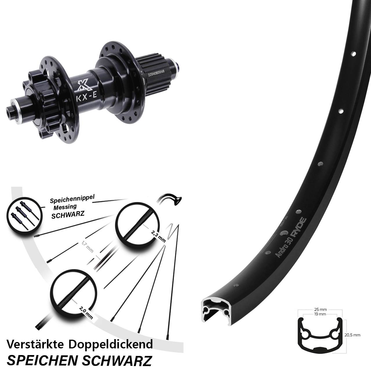 Disc Laufrad QR 28 Zoll Ryde Andra 30 KX-E Heavy Duty Micro Spline