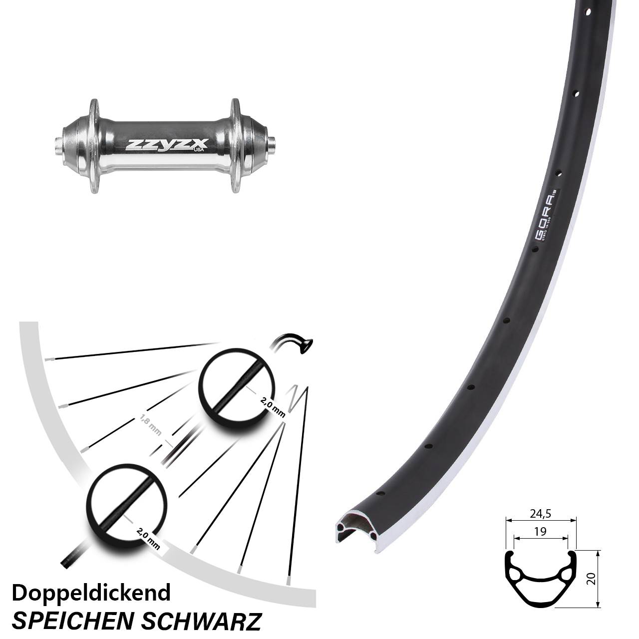 Gora 19 Formula TS 91 26 Zoll Vorderrad QR