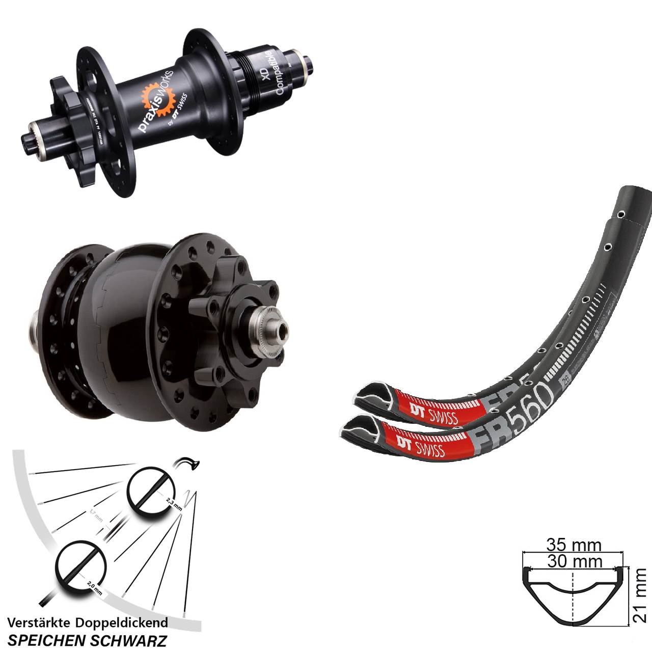 Disc Laufradsatz für Schnellspanner 26 Zoll DT Swiss FR560 350 SON 28 SRAM XD