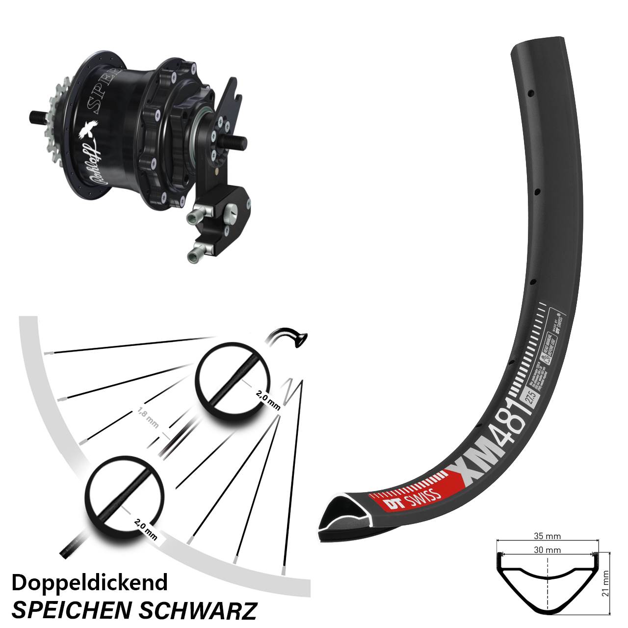 DT Swiss XM481 Rohloff Speedhub 500/14 TS DB OEM2 27,5 Zoll Disc Hinterrrad