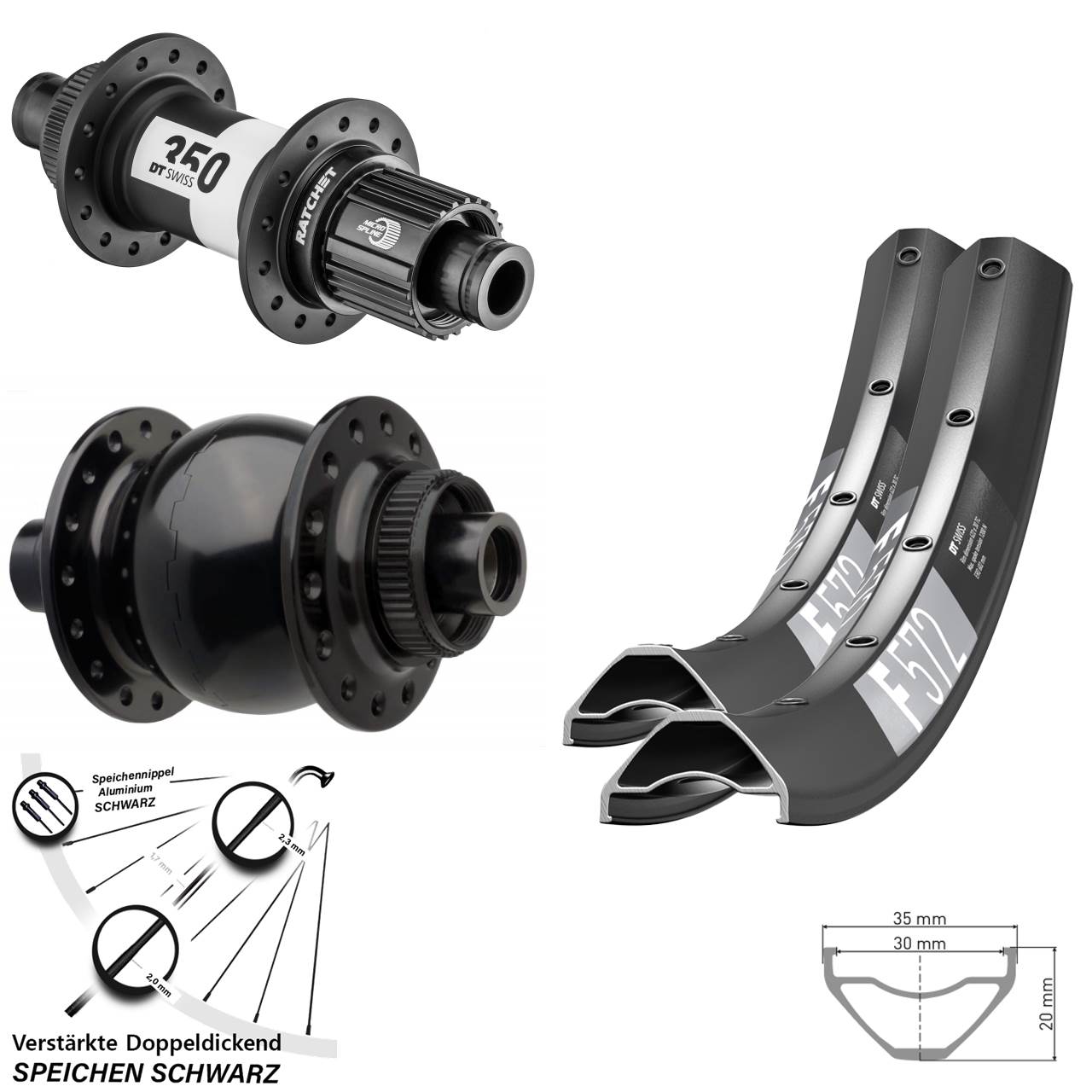 DT Swiss F572-350 SON 28 650B Laufradsatz Centerlock 15x110 12x148 Micro Spline