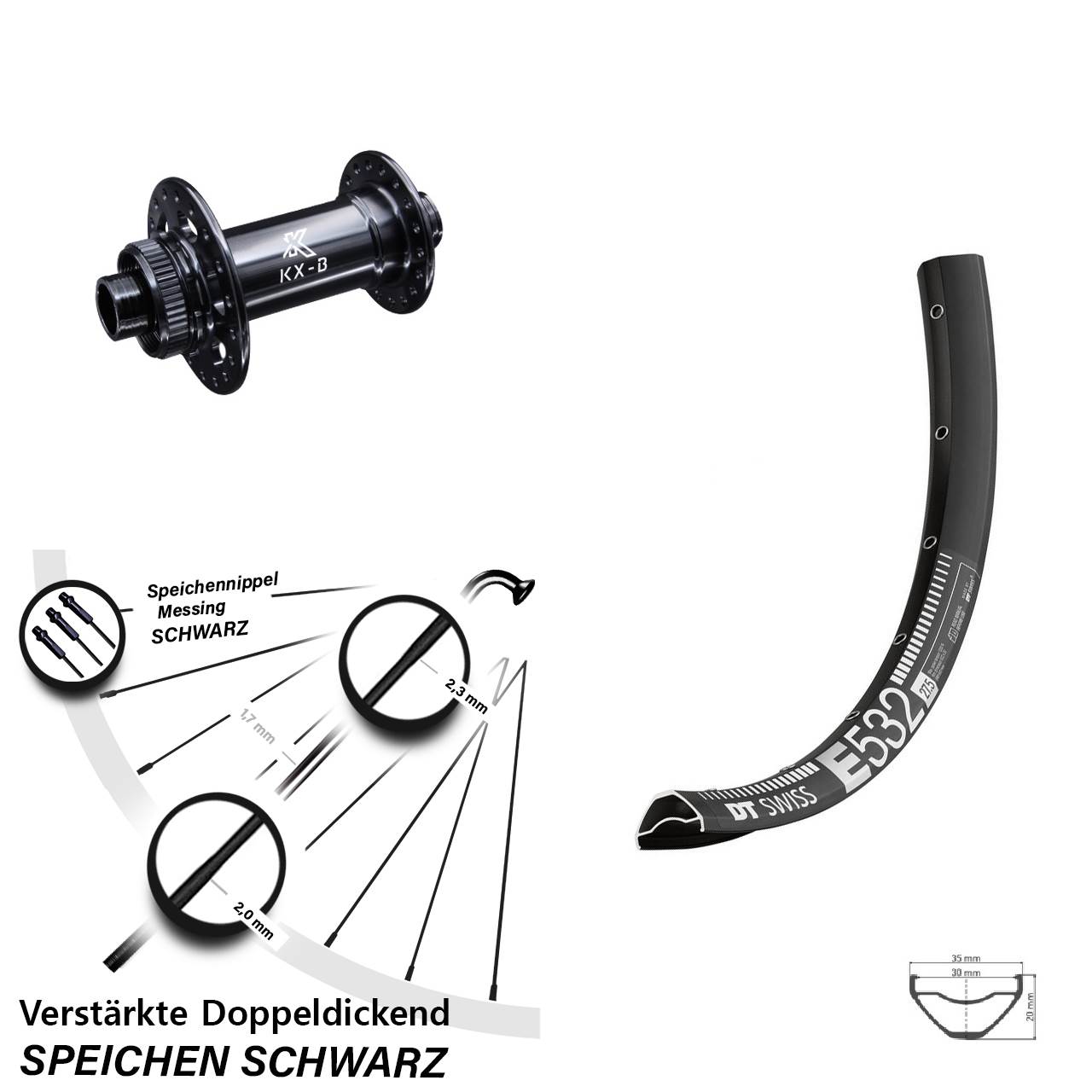 Disc Laufrad 27,5 Zoll DT Swiss E532 KX-B 15x110 Boost